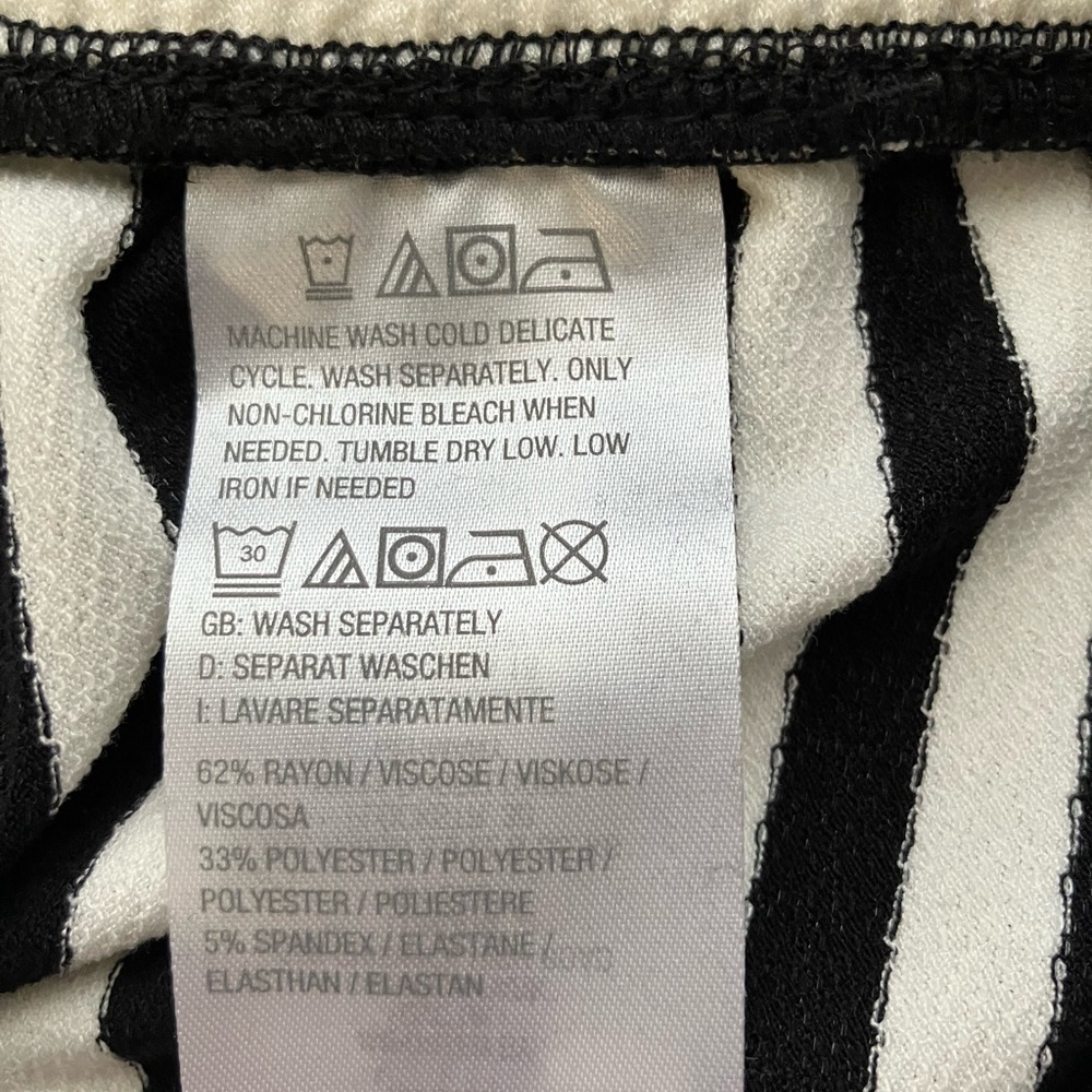 ANYBODY Pants Women’s Sz L Black And White Stripe Pull On Elastic Waist Casual - Picture 5 of 9